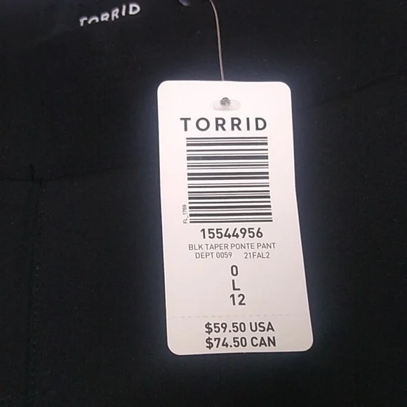 Torrid Womens Pants Taper Ponte Black size 0 12 Large Pull On Office Party - Picture 3 of 14